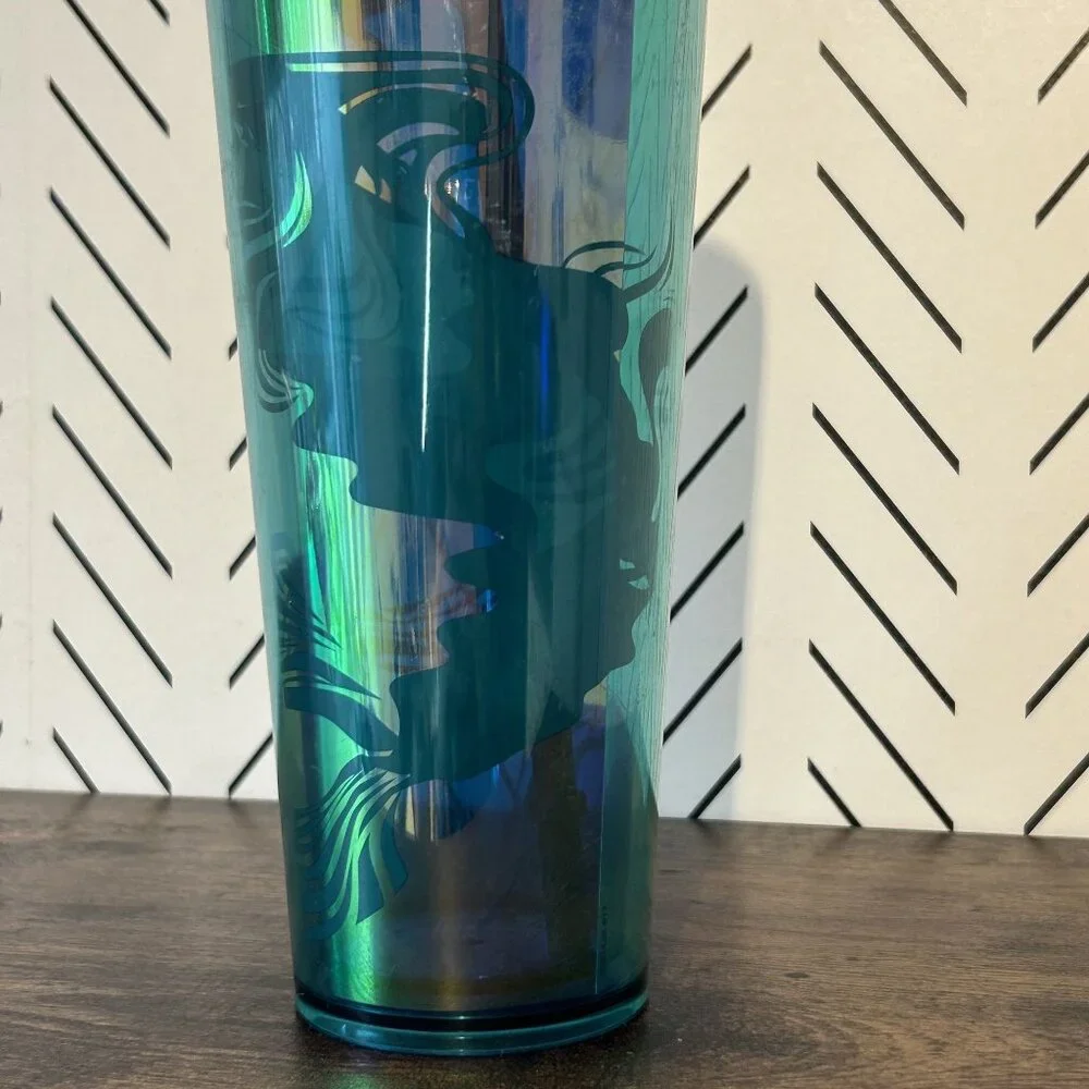 Starbucks 2023 Holographic Teal Glacier Oil Slick Siren Mermaid Cup Cold Tumbler
